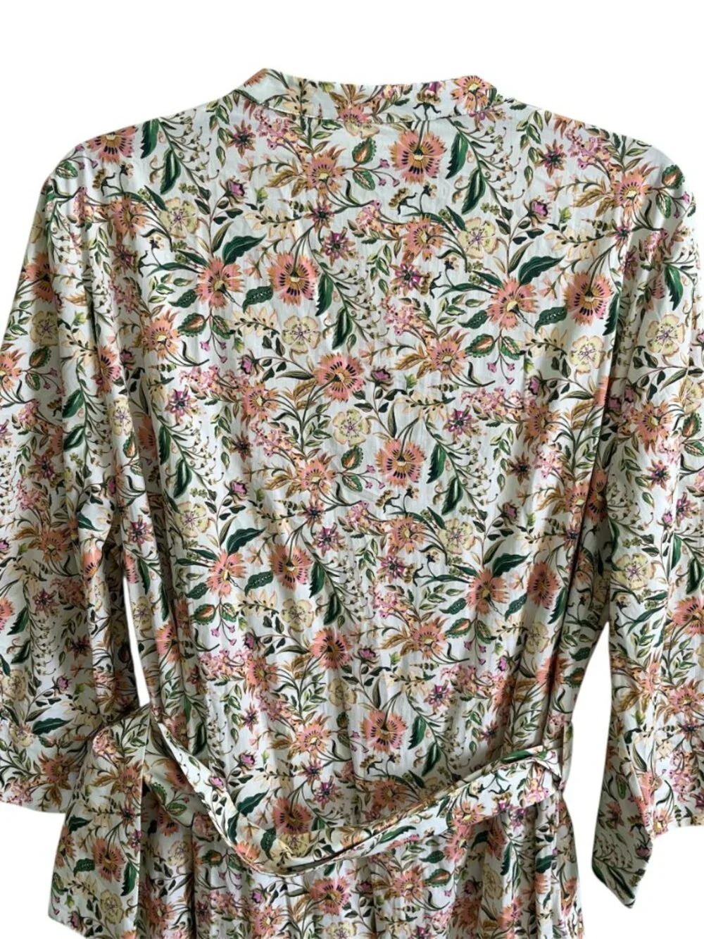Zara Printed Midi Poplin Dress XL Organic Cotton Belted Button Front Summer NWT